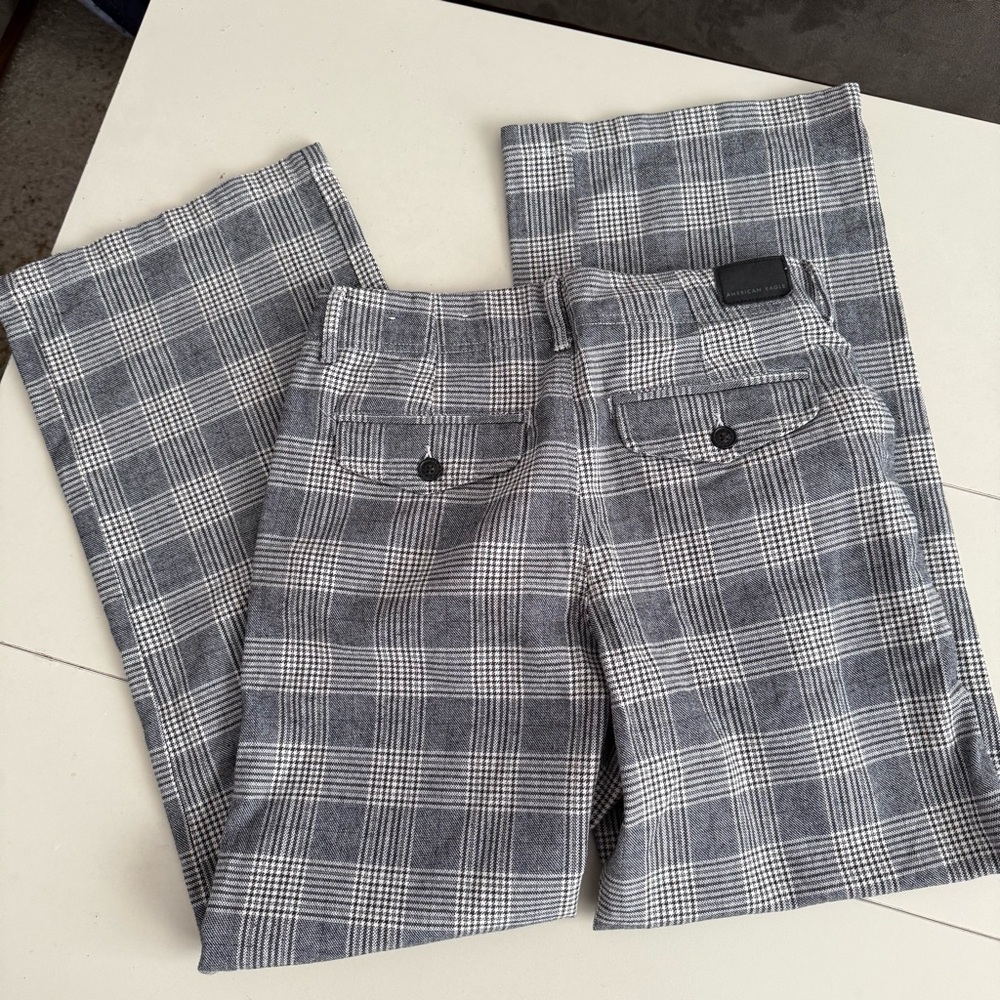 American Eagle Plaid Cotton Wide Leg Trouser Pants Academia 70s - Picture 6 of 6